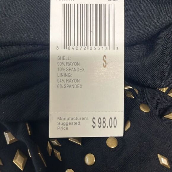 Premise Small Black Brass Studded Embellished Bodycon Dress NWT Cocktail Party - Picture 9 of 12